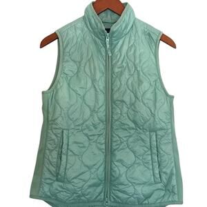J. Crew Lightweight Mint Green Quilted Zipper Outdoor Puffer Vest, S